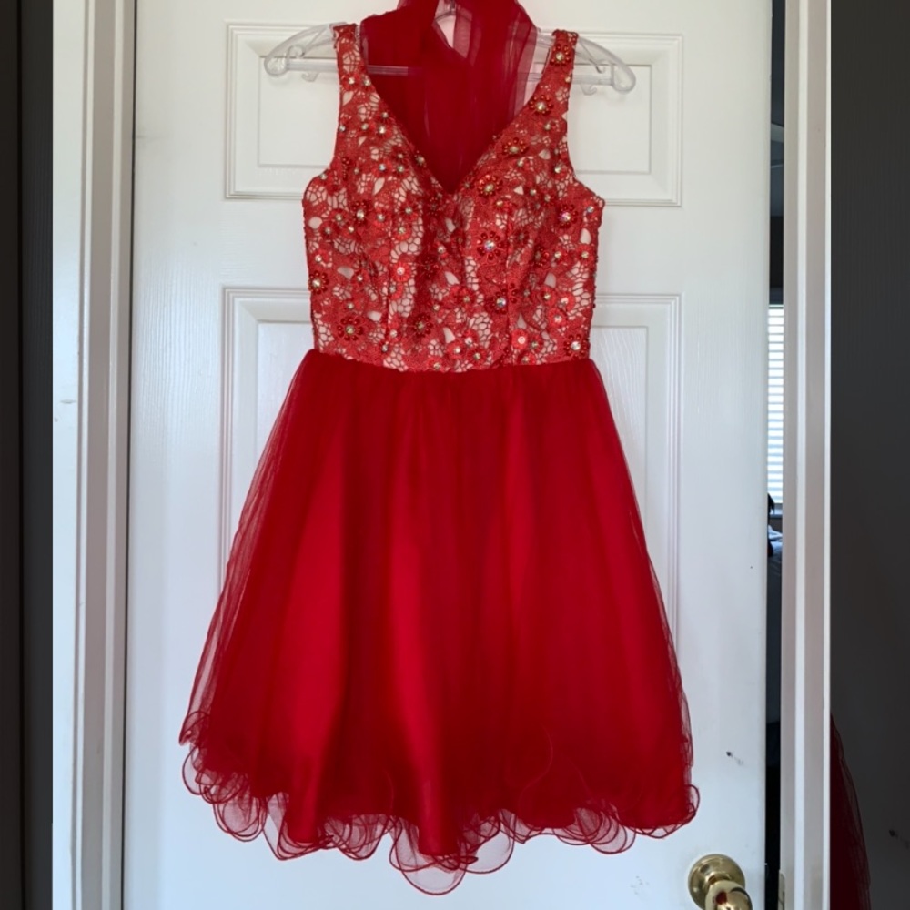 BLUSH red formal dress | WORN ONCE | SIZE 0-2